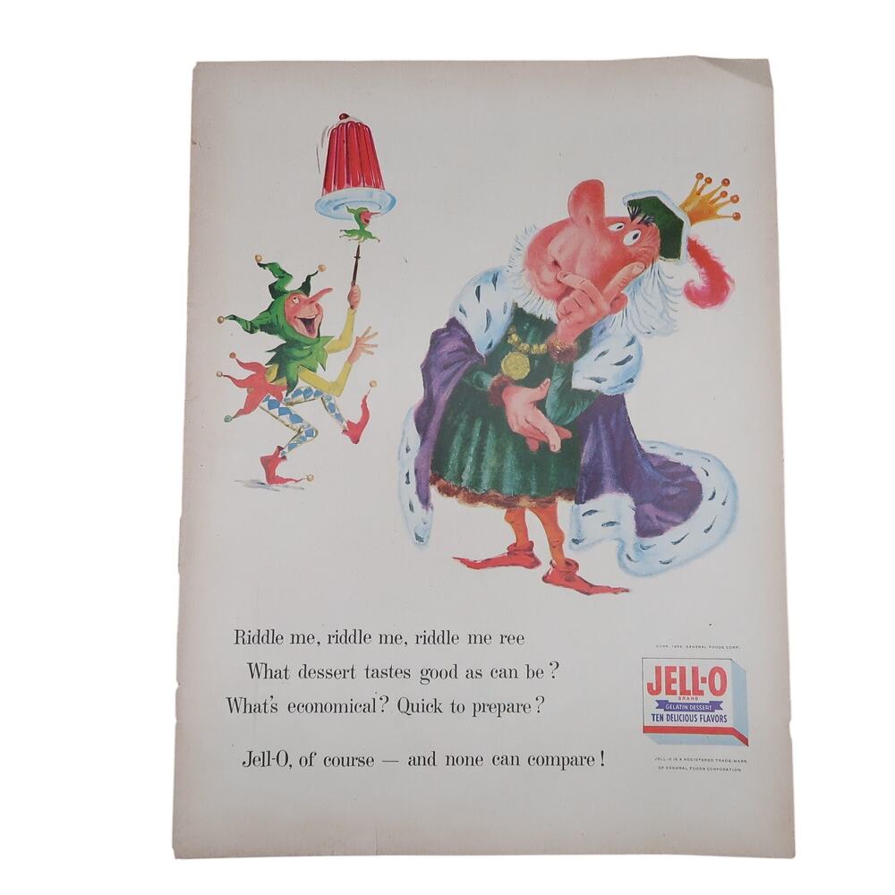 Jell-o Magazine Advertisement Large Color 1950s Dessert Vintage Original